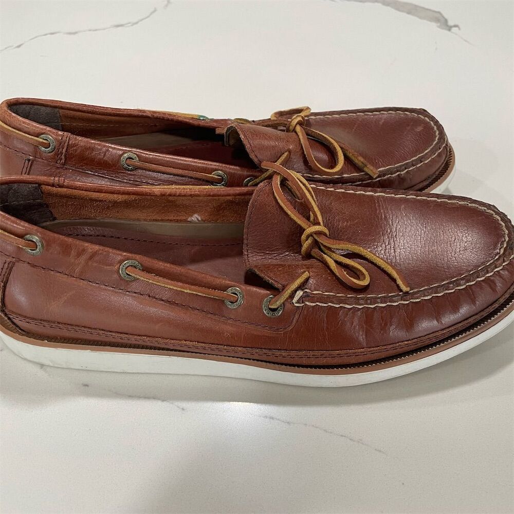 GH‎ Bass & Co Men's Brown Leather Boat Shoes Size 8 Casual Slip-On